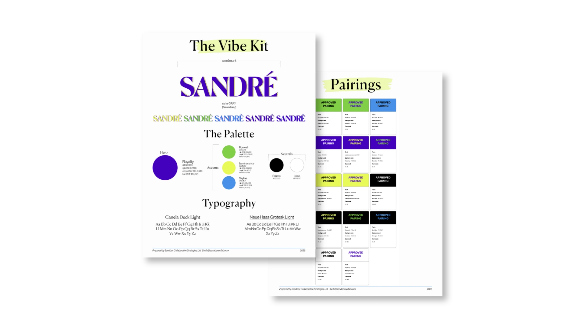 Luxury jewelry brand identity system for Sandré featuring logo development, typography selection, color palette strategy, and accessible brand design by a creative branding agency